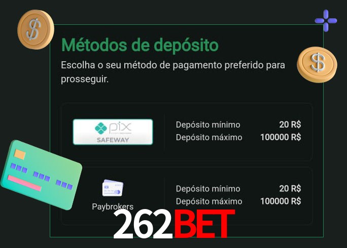 O cassino 262bet oferece uma grande variedade de métodos de pagamento